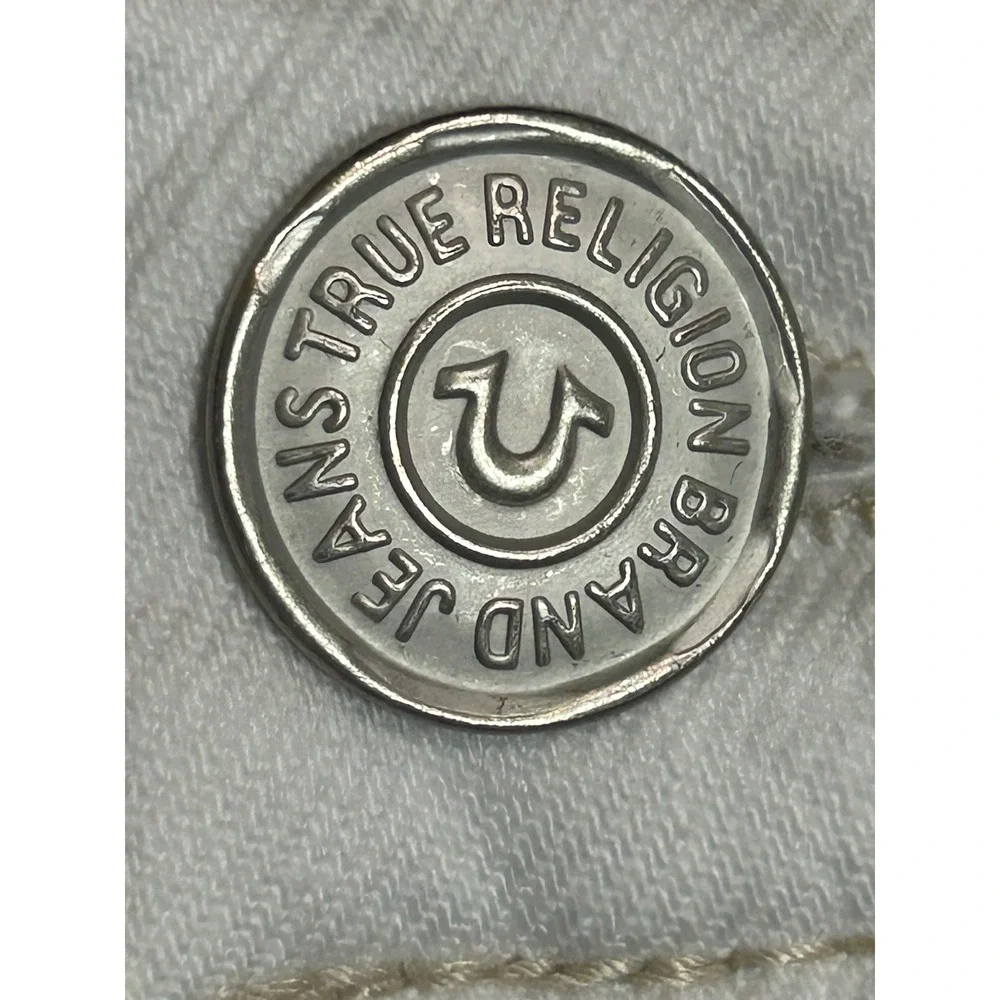 True Religion Rocco Relaxed Skinny Jeans White Renegade SN Mens 33 Stretch Denim